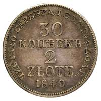 30 kopiejek = 2 złote 1840, Warszawa, Plage 379, Bitkin 1160, ładna, ciemna patyna