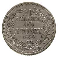 20 kopiejek = 40 groszy 1850, Warszawa, Plage 396, Bitkin 1263