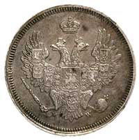 20 kopiejek 1857, Warszawa, Plage 456, Bitkin 286 (R1), ładna i rzadka moneta, patyna