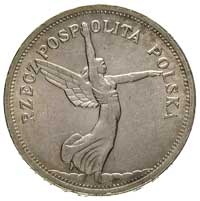 5 złotych 1928 bez znaku mennicy, Bruksela, Nike, Parchimowicz 114 b, ładnie zachowane