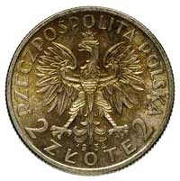 2 złote 1934, Warszawa, Głowa Kobiety, Parchimowicz 110 c, wyśmienicie zachowane, złocista patyna