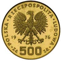 500 złotych 1976, Warszawa, Tadeusz Kościuszko, Parchimowicz 320, złoto, stempel lustrzany,  pudeł..