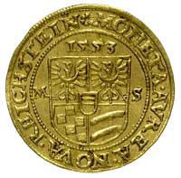 dukat 1553, Złoty Stok, FuS 2119, Fr. 3233, złoto 3.53 g, lekko gięty ale ładnie zachowany, rzadki