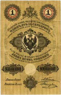 1 rubel srebrem 1866, podpisy: Kruze i Mengden, Miłczak A50, Lucow 187 (R5), podpis dyrektora bank..