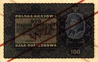 100 marek polskich 23.08.1919, WZÓR, I seria A 123,456, Miłczak 27a, Lucow 381 (R5), bardzo ładnie..