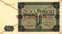 500 złotych 15.07.1947, seria X 123456 SPECIMEN, Miłczak 132a