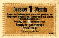 1 fenig 1.11.1923, Miłczak G31, na odwrocie nadruk \Ungültig! / Nicht zugelassen / in Zahlungs= / ..