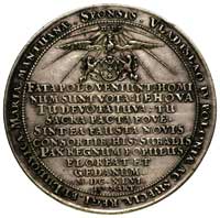 medal zaślubinowy Władysława IV z Marią Ludwiką Mantuańską 1646 r., Aw: Łoże królewskie, przed nim..