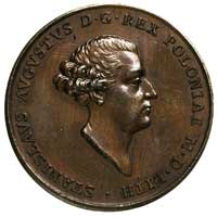 medal koronacyjny Stanisława Augusta Poniatowskiego autorstwa T. Pingo, 1764, Aw: Ufryzowana głowa..