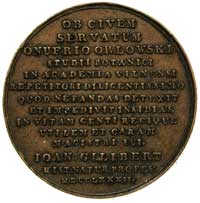 medal poświęcony Onufremu Orłowskiemu autorstwa Jana Filipa Holzhaeussera, 1782 r, Aw: Głowa kró- ..