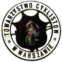 odznaka pamiątkowa na agrafkę dla członków Towarzystwa Cyklistów w Warszawie, koniec XIX wieku, aż..