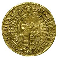 dukat 1629 NB, Nagy Banya, Resch 500, Fr. 366, złoto 3.43 g, moneta wybita lekko uszkodzonym stemp..