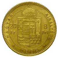 20 franków = 8 forintów 1882 K - B, Krzemnica, Fr. 242, złoto 6.45 g