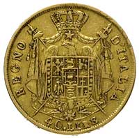 Napoleon Bonaparte 1805-1814, 40 lirów 1810 M, Mediolan, Fr. 5, złoto 12.81 g