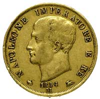 Napoleon Bonaparte 1805-1814, 40 lirów 1814 M, Mediolan, Fr. 5, złoto 12.84 g