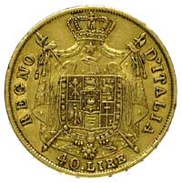 Napoleon Bonaparte 1805-1814, 40 lirów 1814 M, Mediolan, Fr. 5, złoto 12.84 g