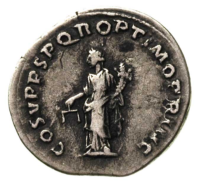 Trajan 98-117, denar, Aw: Głowa cesarza w wieńcu laurowym w prawo, w otoku napis, Rw: Stojąca Aequitas w lewo, w otoku napis, Sear 3122, RIC 118, patyna