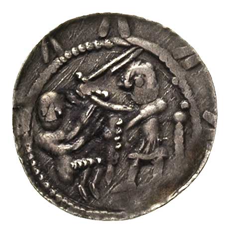 Władysław Wygnaniec 1138-1146, denar, Aw: Rycerz zamierzający się na jeńca, Rw: Orzeł dławiący zająca, Stronczyński 43, 0.49 g