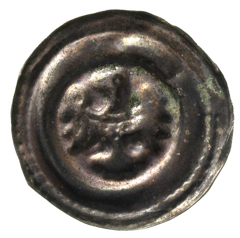 szeroki brakteat, (2 poł. XIII w.), Heraldyczny orzeł z głową zwrócony w lewo, Fbg 781, 0.69 g