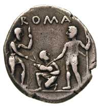 Ti. Veturius Gracchi 137 pne, denar, Rzym, Aw: Popiersie Marsa w hełmie w prawo, za głową X i napi..