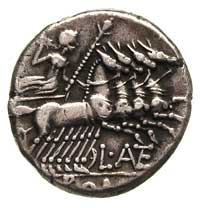 L. Antestius Gragulus 136 pne, denar, Rzym, Aw: Głowa Romy w hełmie w prawo, pod brodą X, za głową..
