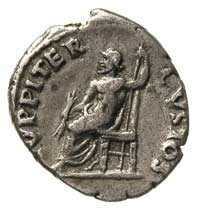 Neron 54-68, denar, Aw: Popiersie w prawo i napis w otoku IMP NERO CAESAR AVG PP, Rw: Jupiter na t..