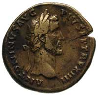 Antoninus Pius 138-161, sestercja, Aw: Głowa w prawo, Rw: Stojąca Aequitas w lewo, trzymająca wagę..