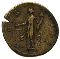 Antoninus Pius 138-161, sestercja, Aw: Głowa w prawo, Rw: Stojąca Aequitas w lewo, trzymająca wagę..