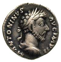 Marek Aureliusz 161-180, denar, Aw: Głowa cesarza w wieńcu laurowym w prawo, w otoku napis, Rw: Si..