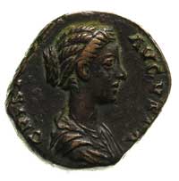 Crispina - żona Kommodusa, as, Aw: Popiersie w prawo, Rw: Hilaritas w lewo z palmą w prawej i rogi..