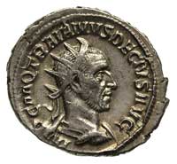Trajan Deciusz 249-251, antoninian, Aw: Popiersie w koronie radialnej w prawo i napis IMP C M Q TR..