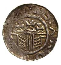 Władysław Herman 1081-1102, denar, Aw: Głowa z długimi włosami w lewo i napis w otoku, Rw: Brama z..