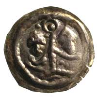 Henryk I Brodaty 1201-1238 lub Henryk II Pobożny 1238-1241, brakteat typu ratajskiego; Dwie głowy,..