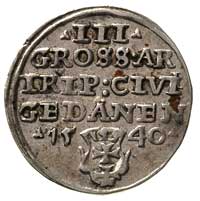 trojak 1540, Gdańsk, na awersie odmiana napisu PRV, ładnie zachowany
