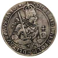 talar 1630, Bydgoszcz, wąskie popiersie króla z kokardą, 28.43 g, Dav. 4315, T. 6, ciemna patyna
