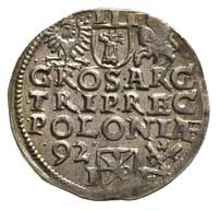 trojak 1592, Poznań, duża głowa króla, na rewers