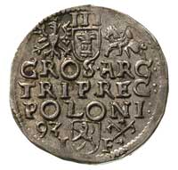 trojak 1593, Poznań, mała głowa króla i napis SIG 3..., na rewersie POLONI