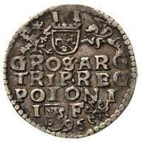 trojak 1596, Lublin, końcówka daty na dole z prawej strony herbu Lewart, patyna