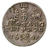 trojak 1607, Kraków, T. 20, ładnie zachowana i bardzo rzadka moneta, delikatna patyna