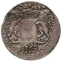 złotówka (30 groszy) 1762, Gdańsk, Merseb. 1749, wybita niecentrycznie
