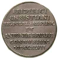 dwugrosz zaślubinowy 1747, Drezno, Aw: Napisy, Rw: Anioł, Merseb. -, moneta wybita z okazji ślubu ..