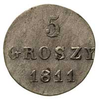 5 groszy 1811, Warszawa, Plage 95, moneta przebita z 1/24 talara pruskiego, niecentrycznie wybita ..