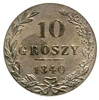 10 groszy 1840, Warszawa, Plage 106, Bitkin 1182, bardzo ładny egzemplarz