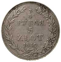 3/4 rubla = 5 złotych 1840, Warszawa, Plage 365,