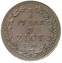 3/4 rubla = 5 złotych 1840, Warszawa, Plage 365, Bitkin 1146, rysy w tle