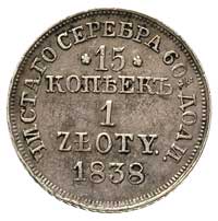 15 kopiejek = 1 złoty 1838, Warszawa, Plage 410, Bitkin 1171, patyna