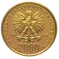 2000 złotych 1977, Warszawa, Fryderyk Chopin, złoto, Parchimowicz 342, stempel lustrzany, moneta w..