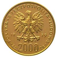 2000 złotych 1979, Warszawa, Mikołaj Kopernik, złoto, Parchimowicz 343, stempel lustrzany, moneta ..