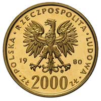 2000 złotych 1980, Warszawa, Lake Placid, złoto 8.02 g, Parchimowicz 346, stempel lustrzany, monet..