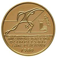2000 złotych 1980, Warszawa, Lake Placid - biegacz narciarski, na rewersie wypukły napis PRÓBA, zł..